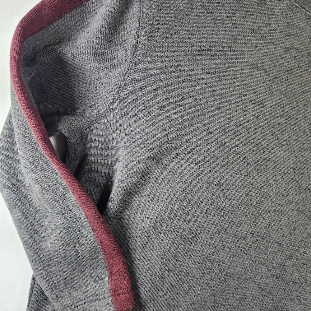 Eddie Bauer Men's XL Gray Maroon Trim Crewneck Pullover Fleece Sweater - Picture 2 of 9